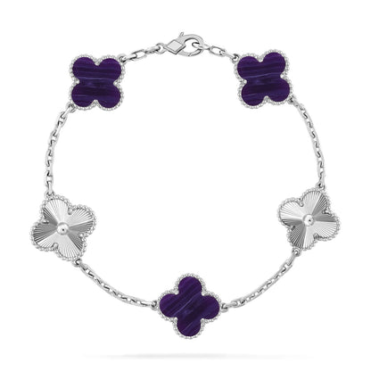 [Dawnora Jewelry]CLOVER 5 MOTIF PURPLE STRIPES BRACELET COLLECTION