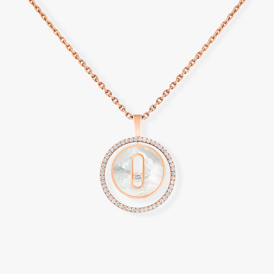[Dawnora Jewelry]LUCKY MOVE 1 DIAMOND WHITE MOTHER OF PEARL PINK GOLD DIAMOND NECKLACE