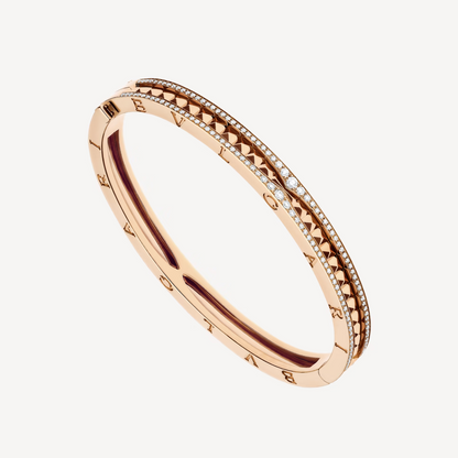 [Dawnora Jewelry]ZERO 1 SPIRAL AND PAVED DIAMOND PINK GOLD BRACELET