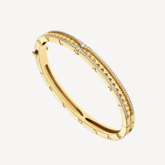 [Dawnora Jewelry]ZERO 1 SPIRAL AND PAVED DIAMOND GOLD BRACELET