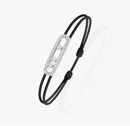 [Dawnora Jewelry]Care(Medium-3.5mm) pink cord pavé bracelet