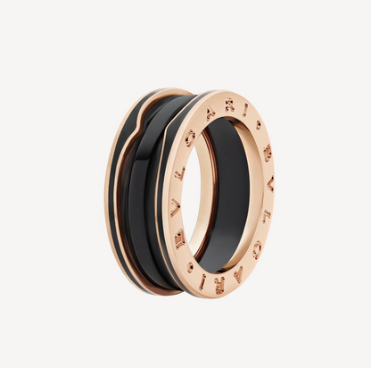 [Dawnora Jewelry]ZERO 1 TWO-BAND WITH MATTE BLACK CERAMIC PINK GOLD RING