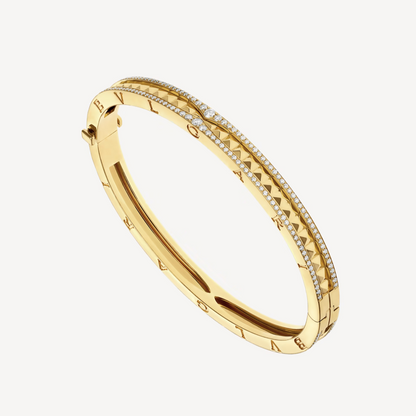 [Dawnora Jewelry]ZERO 1 SPIRAL AND PAVED DIAMOND GOLD BRACELET