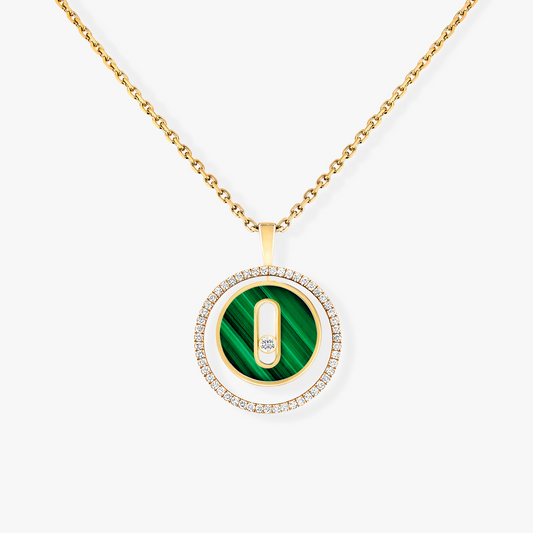 [Dawnora Jewelry]LUCKY MOVE 1 DIAMOND MALACHITE GOLD DIAMOND NECKLACE