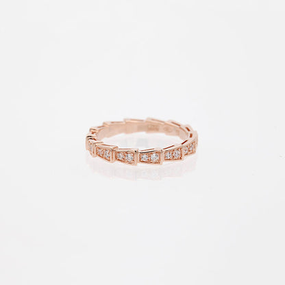 [Dawnora Jewelry]SERPENTI RING PINK GOLD DIAMOND PAVED 3MM