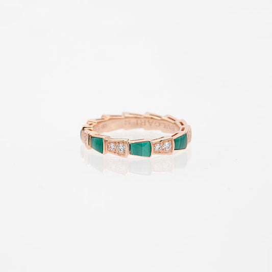 [Dawnora Jewelry]SERPENTI RING PINK GOLD MALACHITE DIAMOND 3MM
