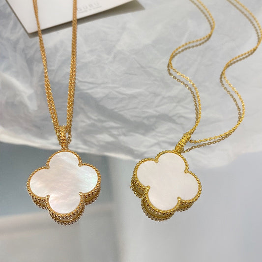 [Dawnora Jewelry]CLOVER 25MM MOP LARGE PENDANT NECKLACE