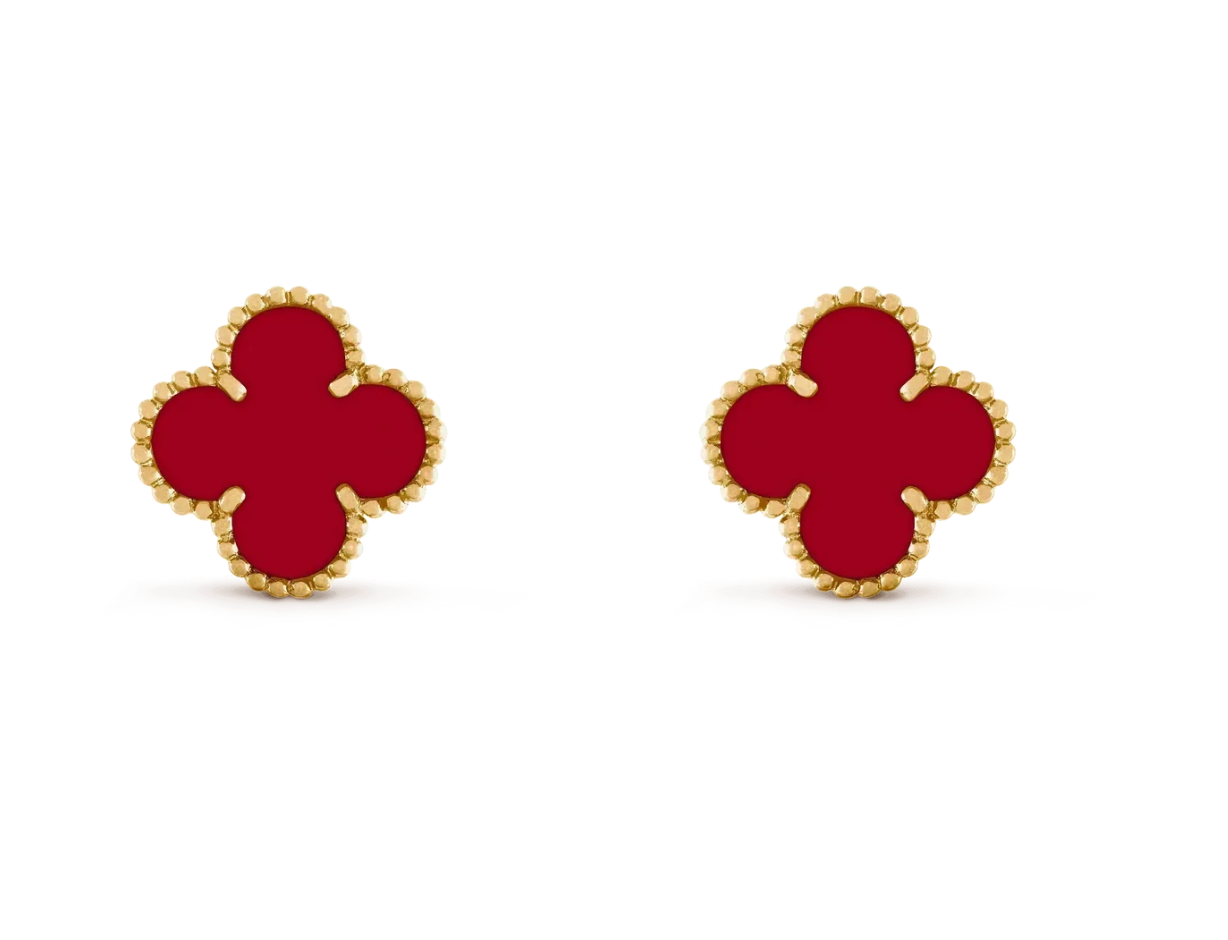 [Dawnora Jewelry] CLOVER 20MM RED AGATE EARRINGS