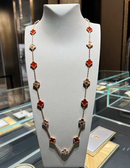 [Dawnora Jewelry]CLOVER 20 MOTIFS LASER CARNELIAN NECKLACE