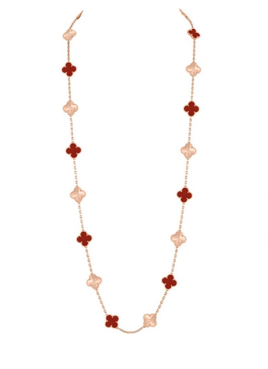 [Dawnora Jewelry]CLOVER 20 MOTIFS LASER CARNELIAN NECKLACE