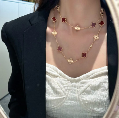 [Dawnora Jewelry]CLOVER 20 MOTIFS LASER CARNELIAN NECKLACE