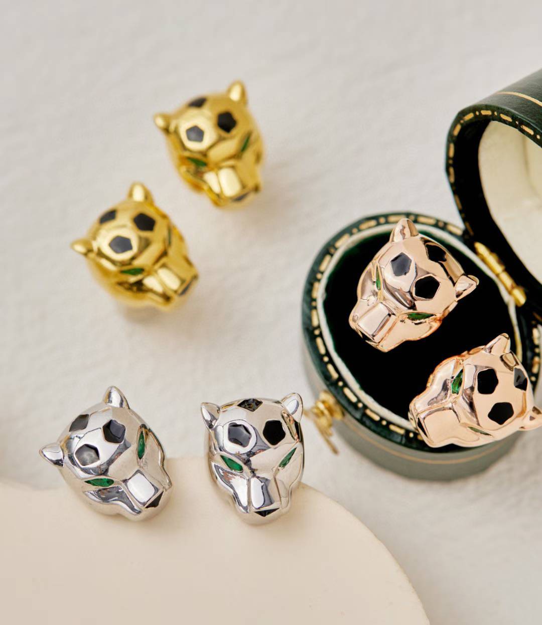 [Dawnora Jewelry]CHRRTAH-PRINT STUD EARRINGS, THREE COLORS