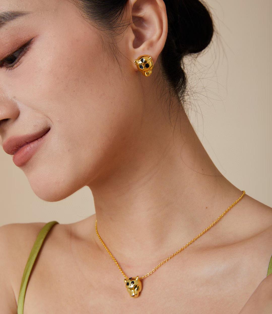 [Dawnora Jewelry]CHRRTAH-PRINT STUD EARRINGS, THREE COLORS
