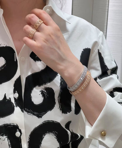 [Dawnora Jewelry]2026 WOVEN-PATTERN BRACELET SET WITH FULL DIAMOND INLAY THREE-COLORS