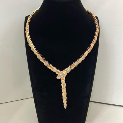 [Dawnora Jewelry]NEW WIDE BAND INLAID DIAMOND SNAKE NECKLACE