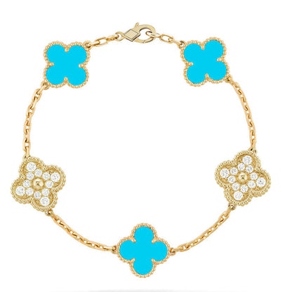 [Dawnora Jewelry] CLOVER 5 MOTIF TURQUOISE BRACELET COLLECTION