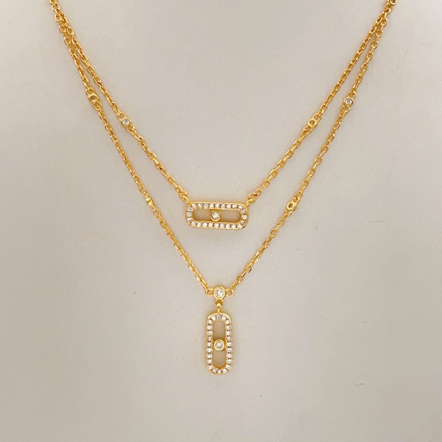 [Dawnora Jewelry]MOVE 2 ROW DIAMOND NECKLACE