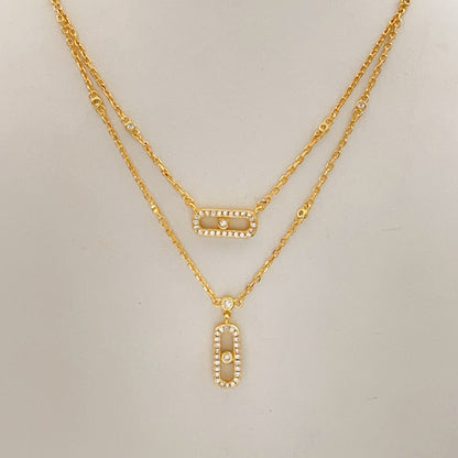 [Dawnora Jewelry]MOVE 2 ROW DIAMOND NECKLACE