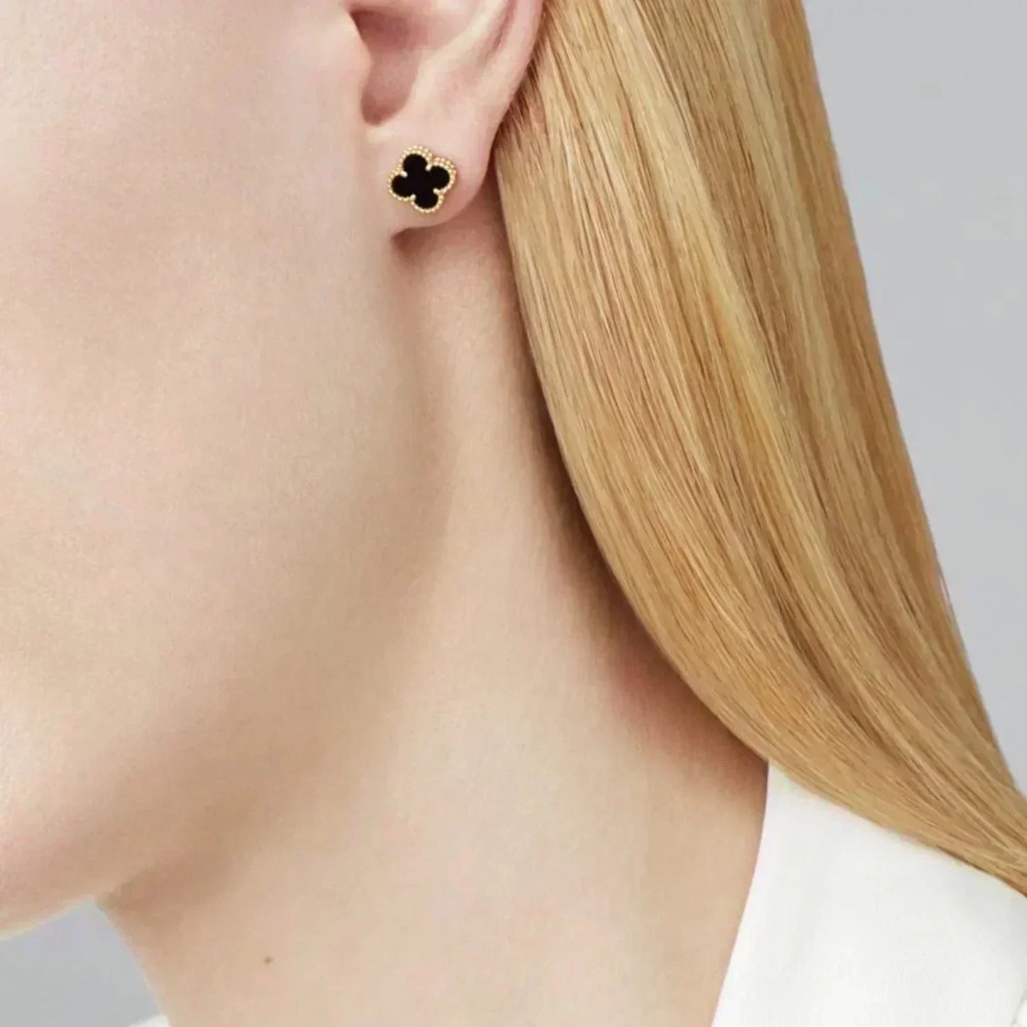 [Dawnora Jewelry]CLOVER MINI 9.5MM BLACK MOP EARRINGS