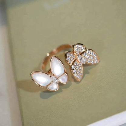 [Dawnora Jewelry]TWIN BUTTERFLY DIAMOND MOP RING