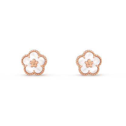 [Dawnora Jewelry]LUCKY PINK GOLD WHITE MOP EARRINGS