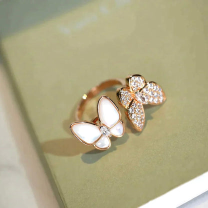 [Dawnora Jewelry]TWIN BUTTERFLY DIAMOND MOP RING