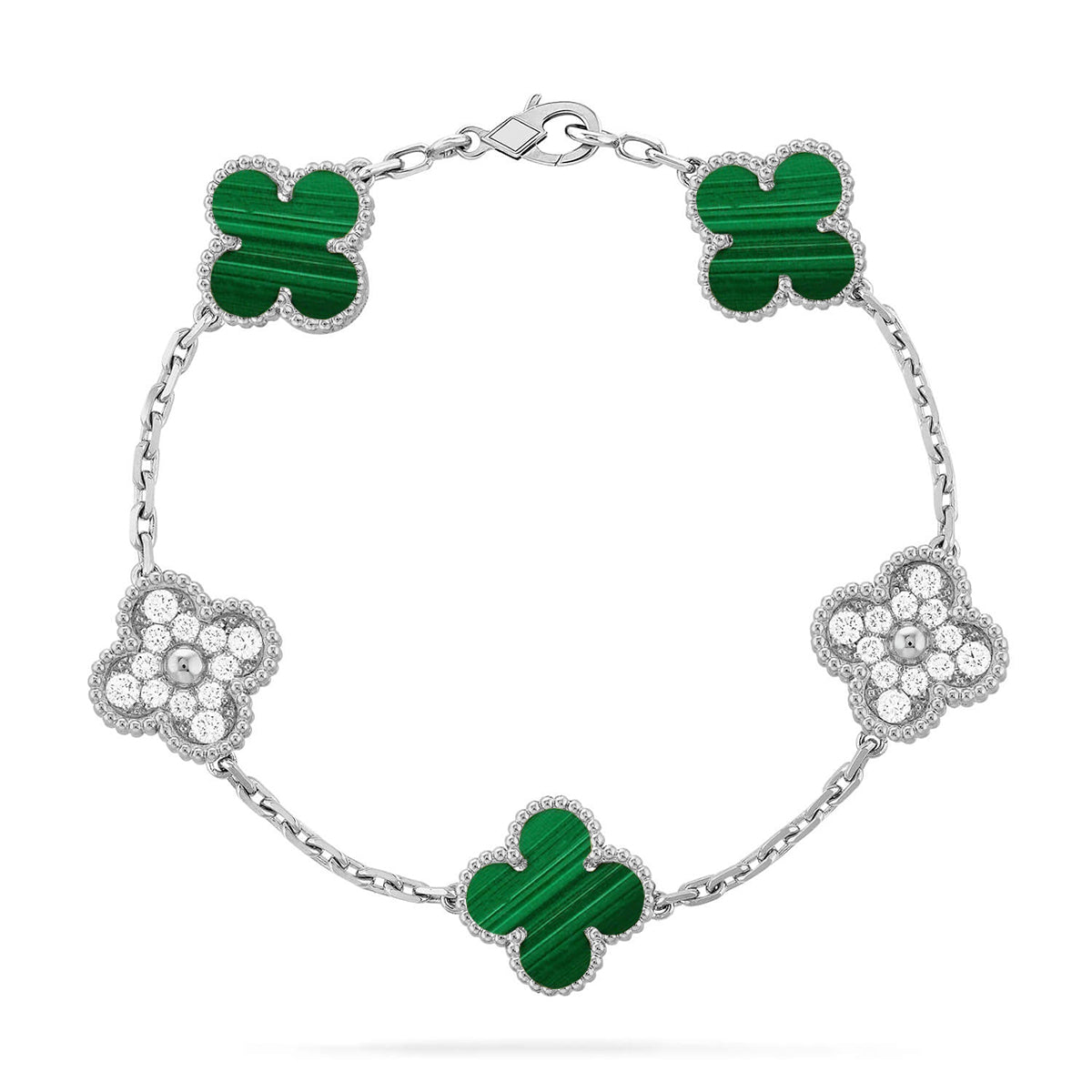 [Dawnora Jewelry] CLOVER 5 MOTIF MALACHITE BRACELET COLLECTION