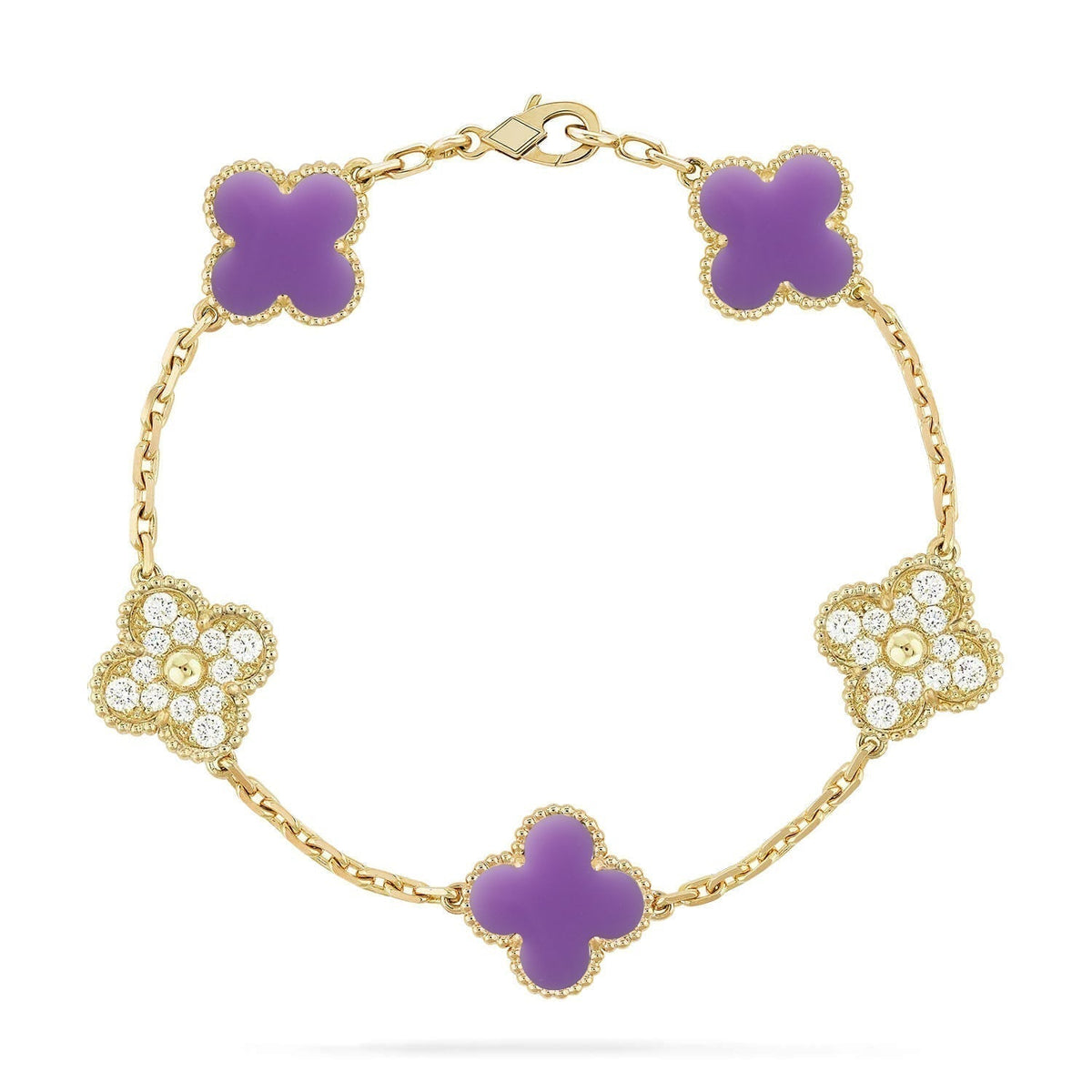 [Dawnora Jewelry]CLOVER 5 MOTIF LIGHT PURPLE BRACELET COLLECTION