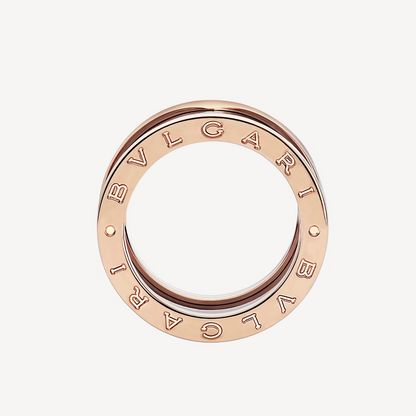 [Dawnora Jewelry]ZERO 1 FOUR-BAND LOOPS AND BLACK CERAMIC SPIRAL PINK GOLD RING