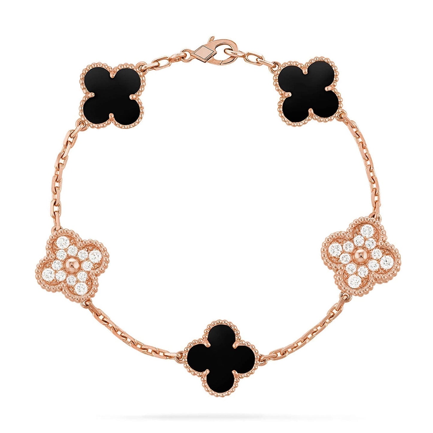 [Dawnora Jewelry] CLOVER 5 MOTIF ONYXS BRACELET COLLECTION