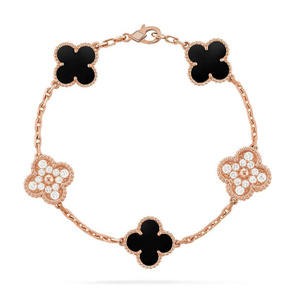 [Dawnora Jewelry] CLOVER 5 MOTIF ONYXS BRACELET COLLECTION