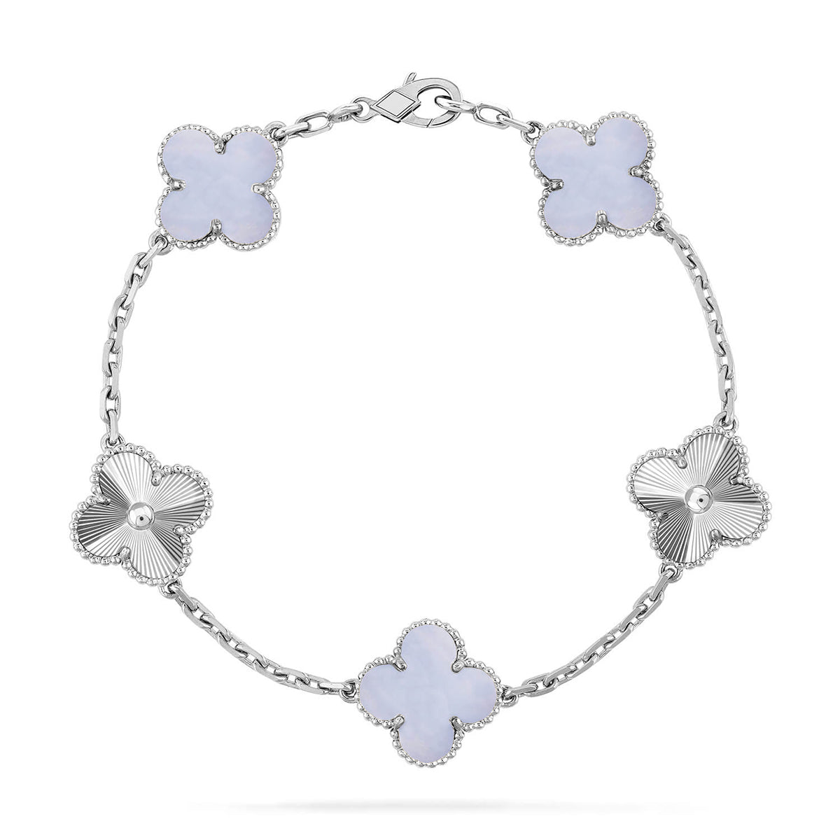 [Dawnora Jewelry] CLOVER 5 MOTIF PURPLE CHALCEDONY BRACELET COLLECTION