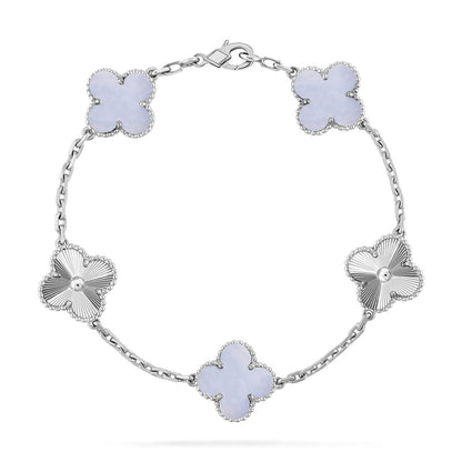 [Dawnora Jewelry] CLOVER 5 MOTIF PURPLE CHALCEDONY BRACELET COLLECTION
