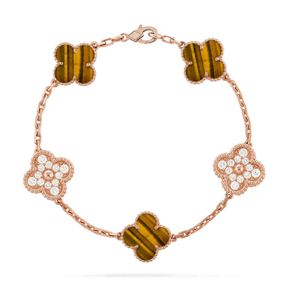 [Dawnora Jewelry] CLOVER 5 MOTIFS TIGER EYE BRACELET COLLECTION