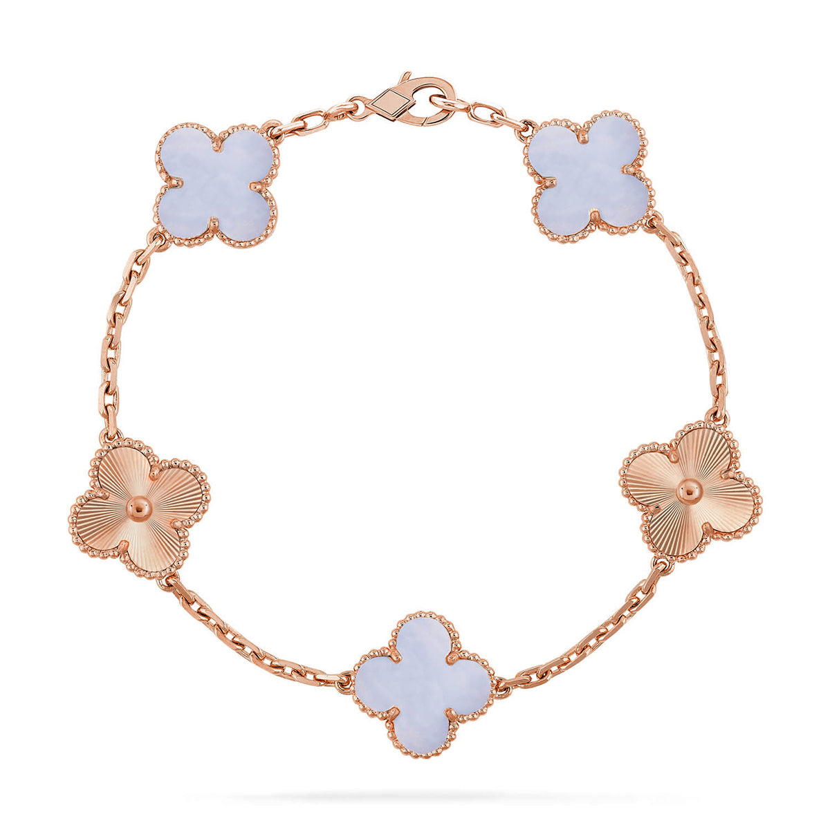 [Dawnora Jewelry] CLOVER 5 MOTIF PURPLE CHALCEDONY BRACELET COLLECTION