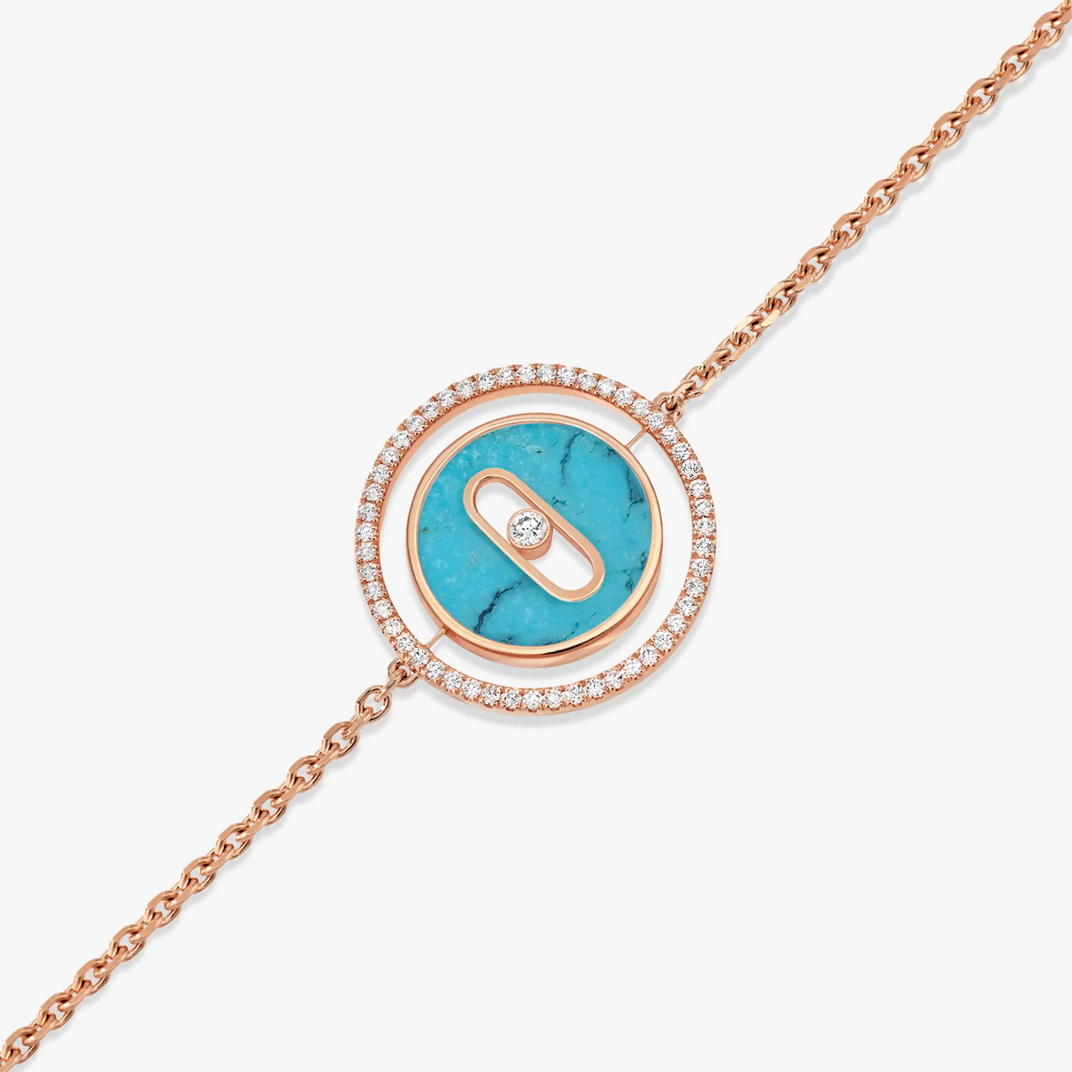 [Dawnora Jewelry]LUCKY MOVE TURQUOISE PINK GOLD DIAMOND BRACELET(Adjustable)