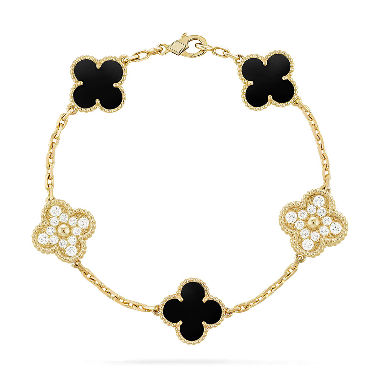 [Dawnora Jewelry] CLOVER 5 MOTIF ONYXS BRACELET COLLECTION