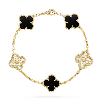 [Dawnora Jewelry] CLOVER 5 MOTIF ONYXS BRACELET COLLECTION