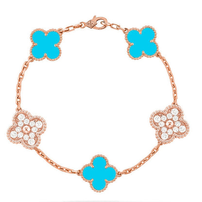 [Dawnora Jewelry] CLOVER 5 MOTIF TURQUOISE BRACELET COLLECTION