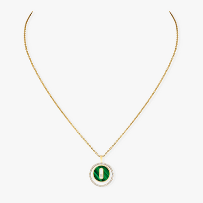 [Dawnora Jewelry]LUCKY MOVE 1 DIAMOND MALACHITE GOLD DIAMOND NECKLACE