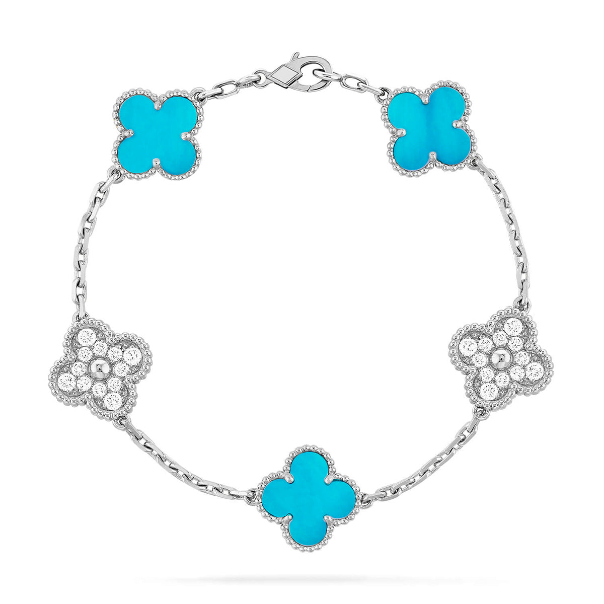 [Dawnora Jewelry] CLOVER 5 MOTIF TURQUOISE BRACELET COLLECTION