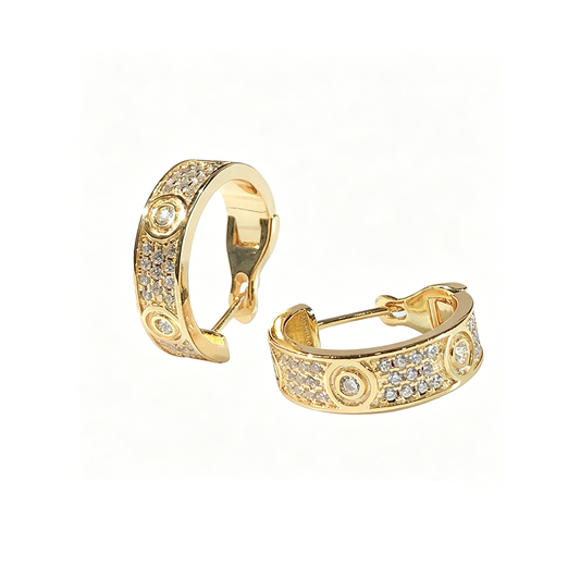 [Dawnora Jewelry]LOVE 5.5MM DIAMOND PAVED EARRINGS
