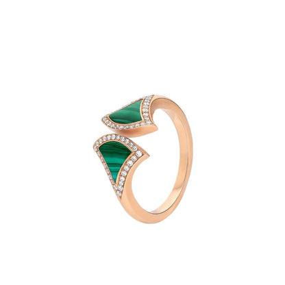 [Dawnora Jewelry]DREAM MALACHITE DIAMOND OPEN RING