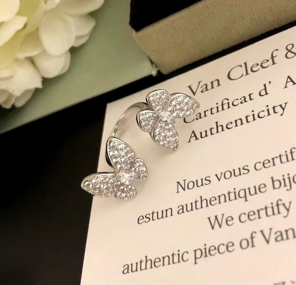 [Dawnora Jewelry]TWIN SILVER BUTTERFLY DIAMOND RING