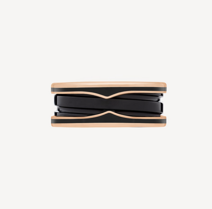 [Dawnora Jewelry]ZERO 1 TWO-BAND WITH MATTE BLACK CERAMIC PINK GOLD RING