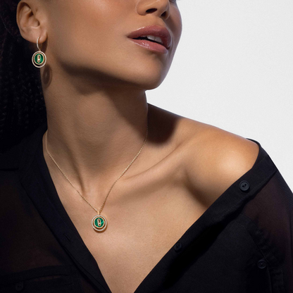 [Dawnora Jewelry]LUCKY MOVE 1 DIAMOND MALACHITE GOLD DIAMOND NECKLACE