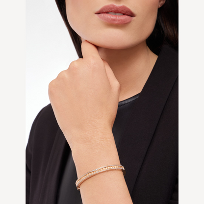 [Dawnora Jewelry]ZERO 1 SPIRAL AND PAVED DIAMOND PINK GOLD BRACELET