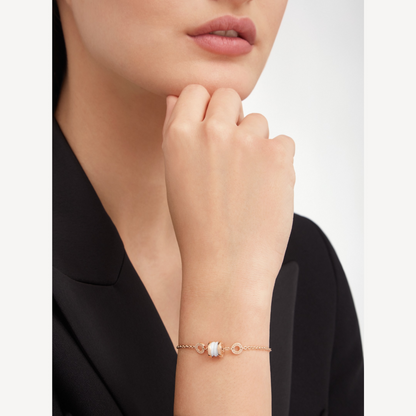 [Dawnora Jewelry]ZERO 1 SOFT PINK GOLD AND WHITE CERAMIC BRACELET