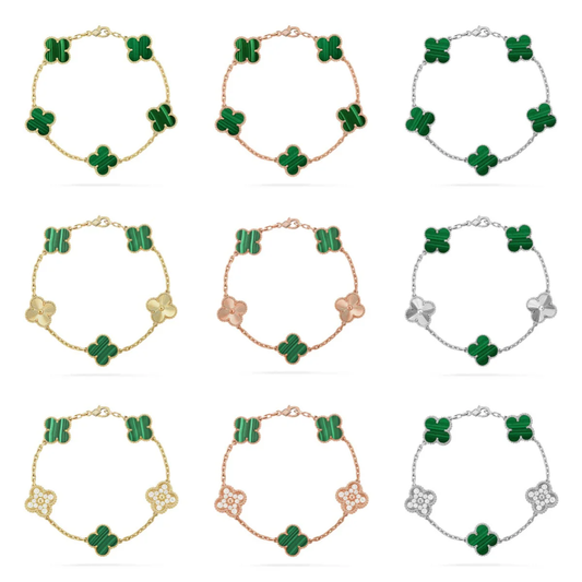 [Dawnora Jewelry] CLOVER 5 MOTIF MALACHITE BRACELET COLLECTION