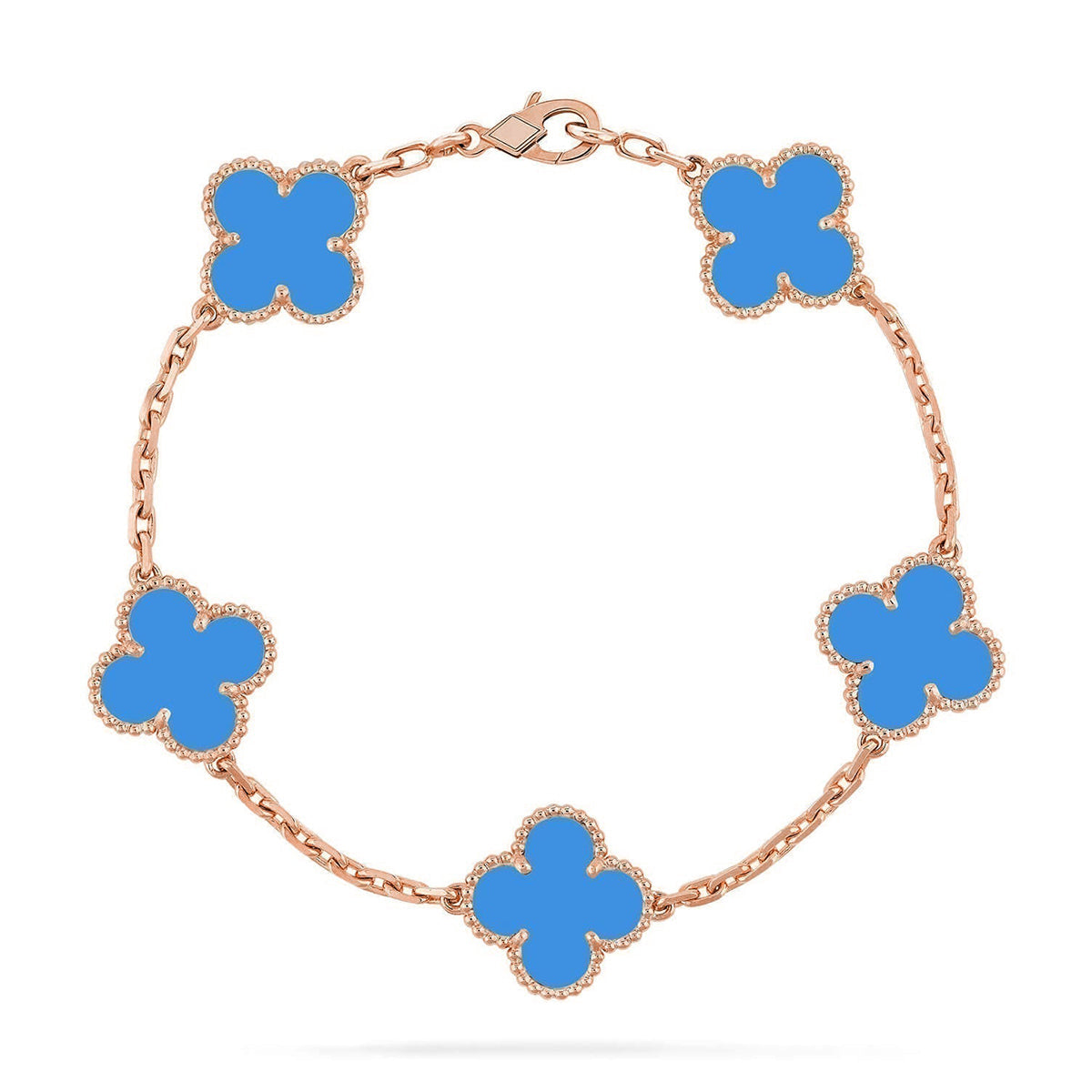 [Dawnora Jewelry] CLOVER 5 MOTIF BLUE AGATE BRACELET COLLECTION